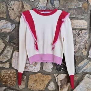 *SOLD* Vestique Cream Sweater with Pink and Red Accents